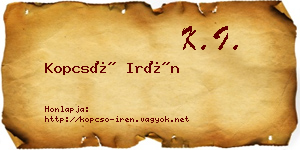 Kopcsó Irén névjegykártya